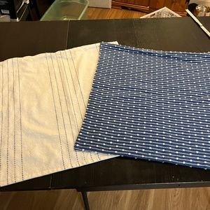 Matching Pillow Shams- Navy, White, Light blue pick stitch and dot 22x22